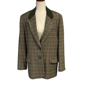 Avoca Collection Wool Jacket Ireland Multicolor Plaid Buttons Lined Women's S